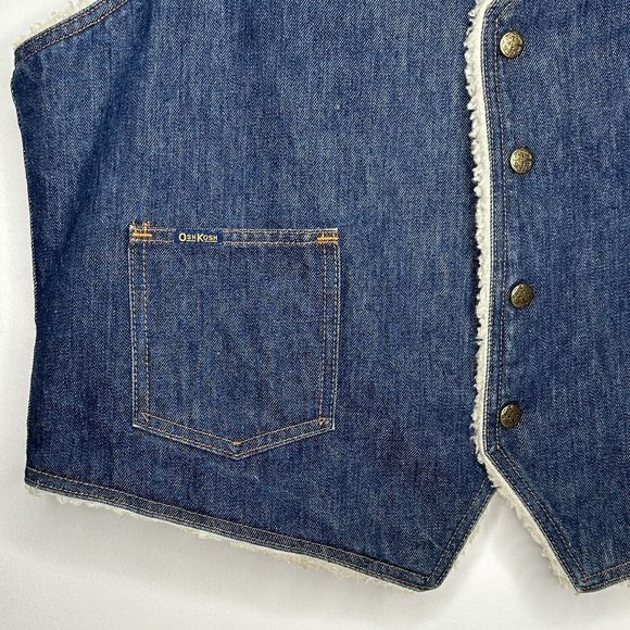 OshKosh B'gosh Mens Vest Sherpa Lined Blue Denim Vintage Men's X-Large‎ USA - Picture 4 of 12